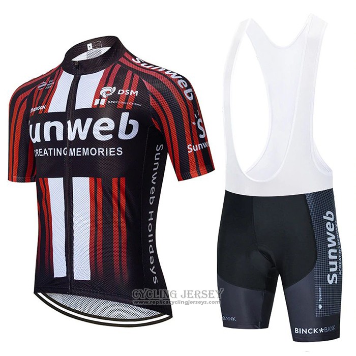 2020 Cycling Jersey Sunweb Black Red Short Sleeve And Bib Short